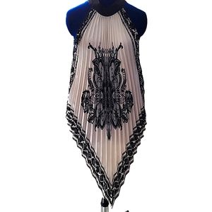 Alfani Pleated Black and White Top